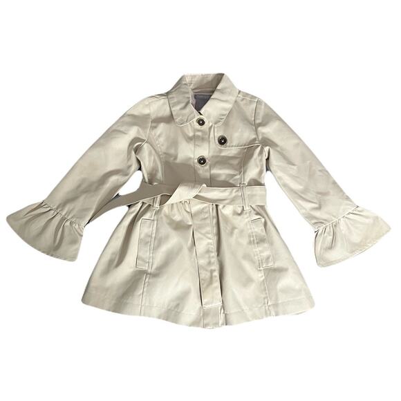 TAHARI Toddler Double Breasted Belted Trench Raincoat Double Breasted Girls 2T - Picture 1 of 4
